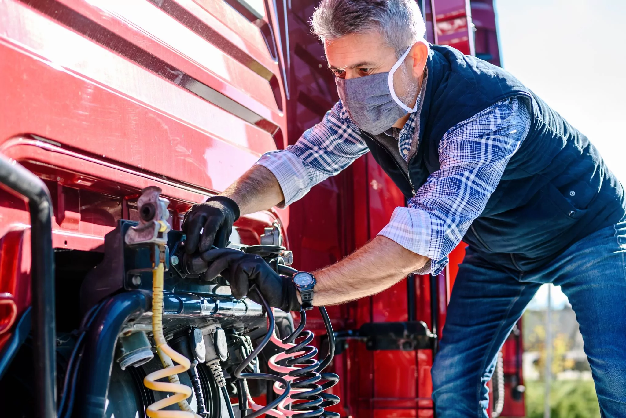 Working on a truck